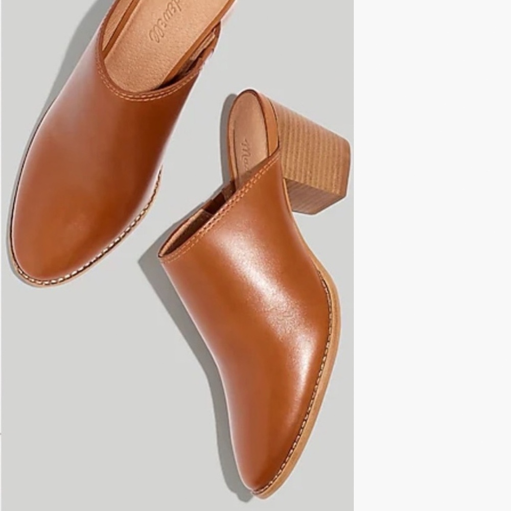 Harper Tan Leather Mules Amber Brown